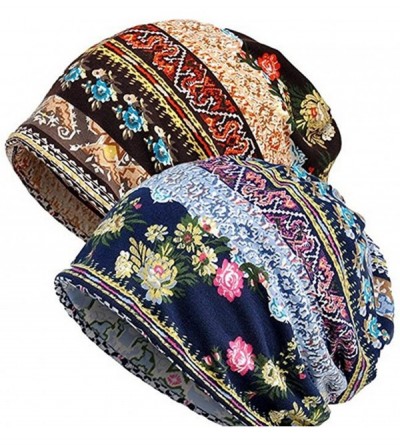 Skullies & Beanies Chemo Caps Cancer Headwear Infinity Scarf for Women - 2pack Printed Flower - CV18CWS5ROL $29.52