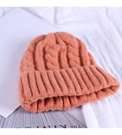 Skullies & Beanies 2018 Winter Women Crochet Hat Wool Knit Beanie Warm Caps - Z-orange - CM18LSCDOWQ $17.38