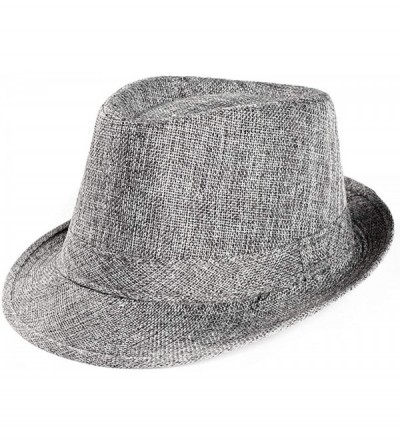 Sun Hats Unisex Trilby Straw Fedora Outdoor Beach Cap Panama Solid Color Sun Hat for Men Women - Gray - CR18RSU7LSW $9.82