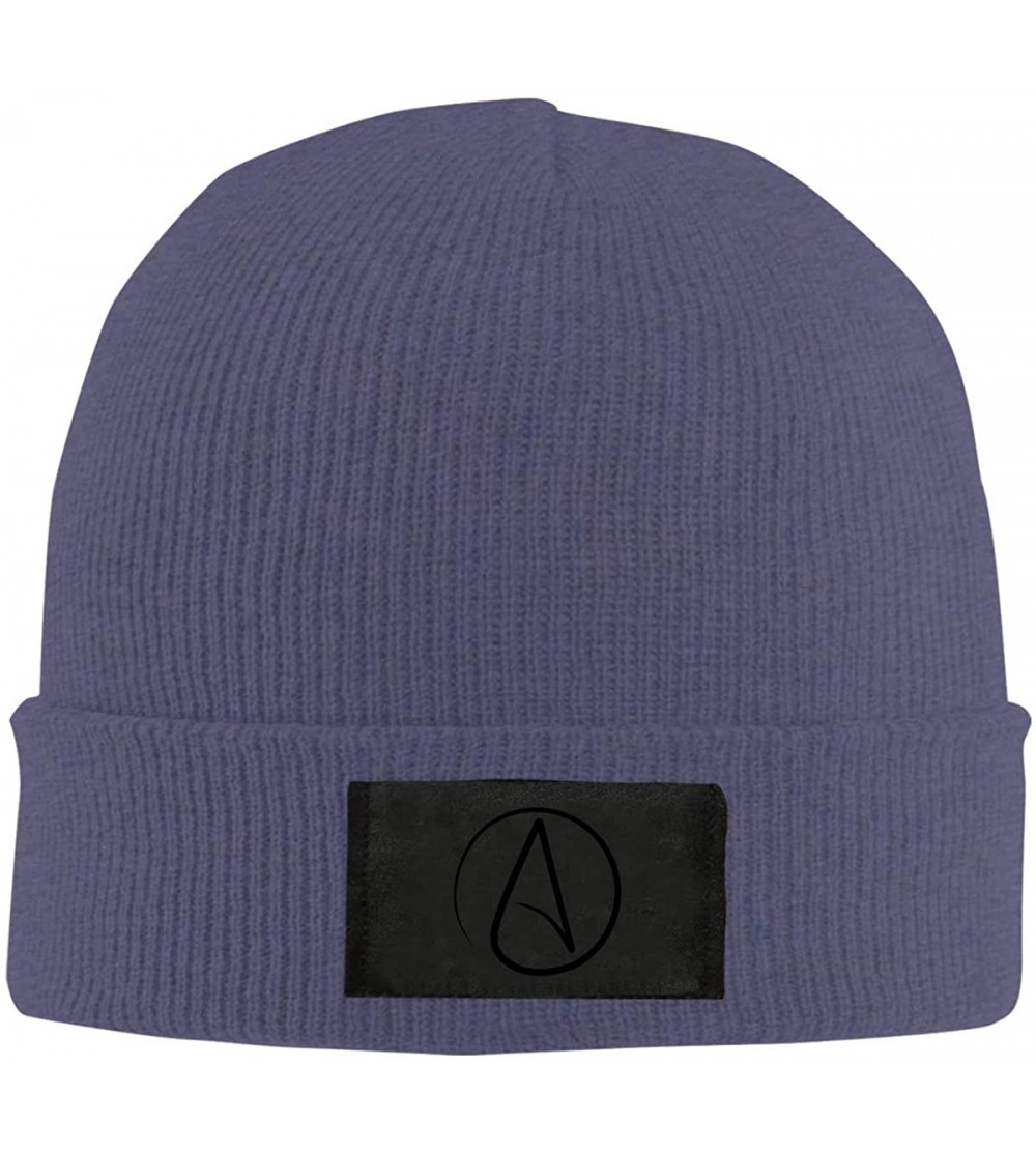 Skullies & Beanies Atheist Sign Plain Unisex Knitted Hat Winter Warm Pure Color Hat - Navy - CG18YCQAY8A $17.72