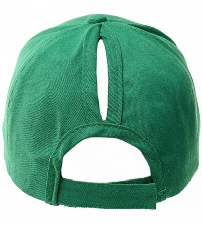 Baseball Caps Messy Buns Damaged Denim Fabric with Ponytail Baseball Cap for Women Men (Green Cowboy) - C318ECOC65K $19.10