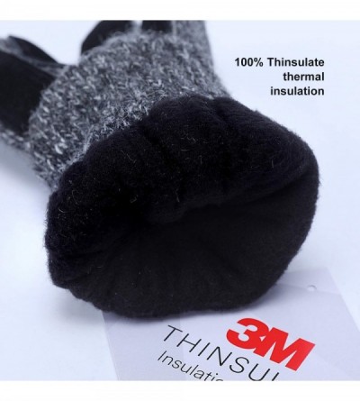 Skullies & Beanies Thinsulate Thermal Lining -5℉ Winter Hat Wool Acrylic Knit Gloves Caps Set - Dark Grey Hat Gloves Set - C3...