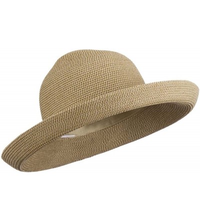 Sun Hats Kettle Brim UPF 50+ Cotton Paper Braid Hat - Tan Tweed W33S22A - CT11D3H97JJ $50.61