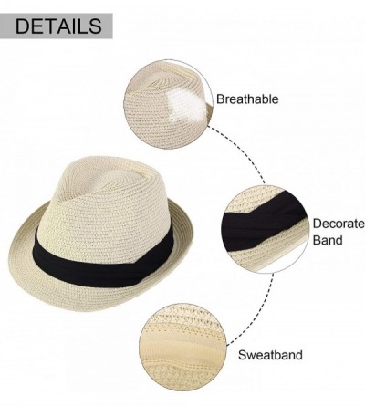 Fedoras Men/Women Summer Classic Short Brim Beach Sun Hat Straw Fedora Hat - Natural2 - C918ATGCE38 $18.36