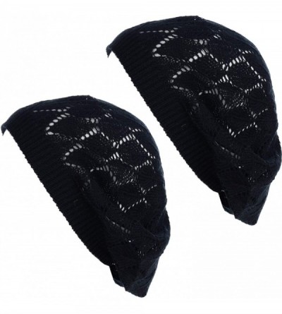 Berets Womens Lightweight Cut Out Knit Beanie Beret Cap Crochet Hat - Many Styles - 2681bkbk - CX1953ARZIL $17.94