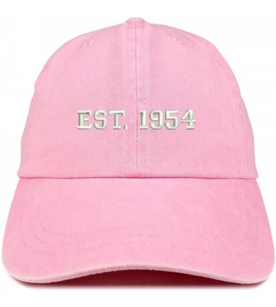 Baseball Caps EST 1954 Embroidered - 66th Birthday Gift Pigment Dyed Washed Cap - Pink - CP180QAHLS9 $16.75