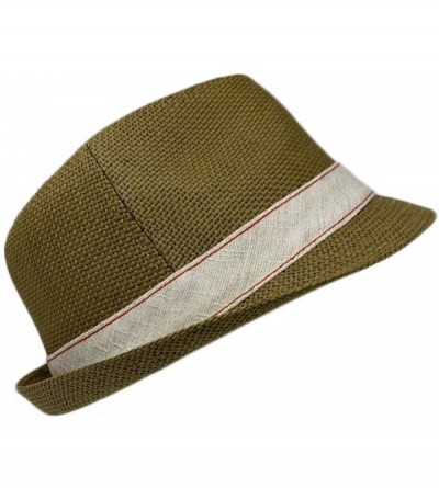 Fedoras Men Women Unisex Cool Summer Sun Beach Paper Straw Fedora Hat Cap - Ht5270brown - CA18UAM50MW $30.30