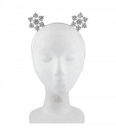 Headbands Silver Tone Christmas Holiday Snowflake Cat Ear Headband - CS18C9LU3OY $10.23