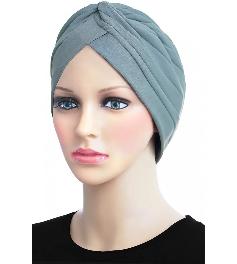 Skullies & Beanies Turban Hat Cap for Women Stylish Cotton Chemo Beanie Hat Caps - French Blue - C218IZ8X4T9 $18.45
