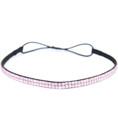 Headbands Custom Color Bling Shimmering Rhinestone Elastic Stretch Headbands - Thin Light Pink - CO11JAY3HQR $11.15