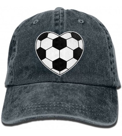 Baseball Caps Unisex Baseball Cap Denim Hat Soccer Ball Heart Shaped Adjustable Snapback Peak Cap - Navy - CH18GEM3GX5 $19.58