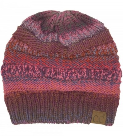 Skullies & Beanies Classic Winter Fall Trendy Chunky Stretchy Cable Knit Beanie Hat - Mix Burgundy - CG18YTIWLL5 $11.12