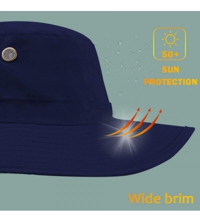 Sun Hats Men Women Outdoor Sun Hat with Wide Brim UPF 50+ Summer Mesh Cap with Flap Cover - A-navy - CX18UA4G3NM $8.92