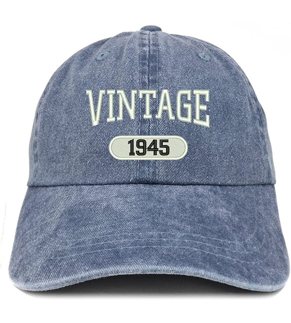 Baseball Caps Vintage 1945 Embroidered 75th Birthday Soft Crown Washed Cotton Cap - Navy - CO180WWDMRT $16.64