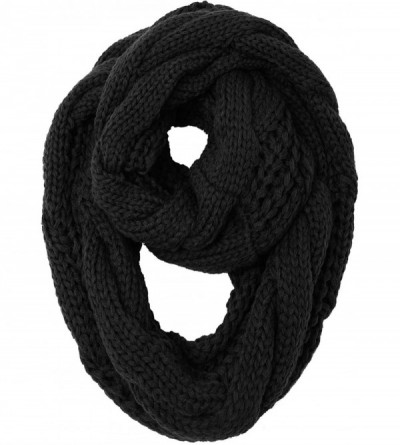 Skullies & Beanies Knit Infinity Scarf Slouchy Beanie Hat Set Women Winter Warm Circle Loop Scarfs - Black - CE18UHHA8QR $16.02