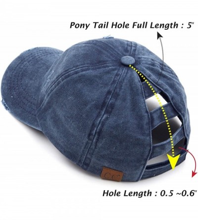 Baseball Caps Distressed Washed Denim Ladder Ponytail Hole Baseball Caps (BT-779) - Navy - C1194UDEG6C $18.84
