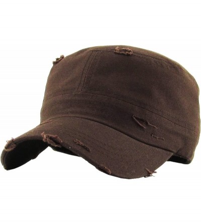 Baseball Caps Vintage Distressed Cadet Army Cap Basic Everyday Military Style Hat - (Vintage Distressed) Brown - C118D4ACHEM ...