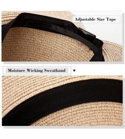 Sun Hats Womens Floppy Summer Sun Beach Straw Hat UPF50 Foldable Wide Brim 55-60cm - 89015_beige - CP17WZ8QG0S $47.02