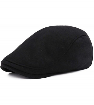 Newsboy Caps Men's Cotton Newsboy Hat Gatsby Ivy Flat Cap - Pure - Black - CO18YA9SXLL $10.43