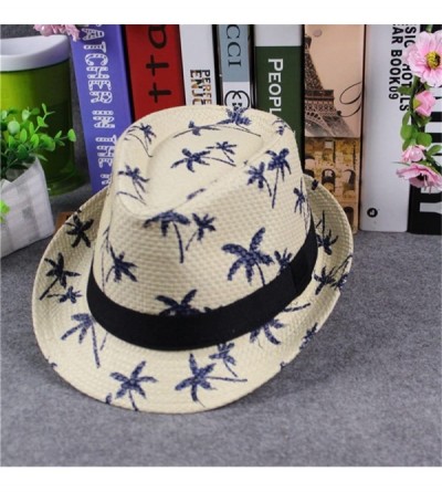 Sun Hats 2020 Unisex Top Gangster Cap Beach Sun Straw Hat Band Sunhat Outdoor Cap - Beige 1 - CN196LTCSLU $8.64