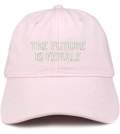 Baseball Caps The Future is Female Embroidered Low Profile Adjustable Cap Dad Hat - Light Pink - CP18CS4EIZS $32.03
