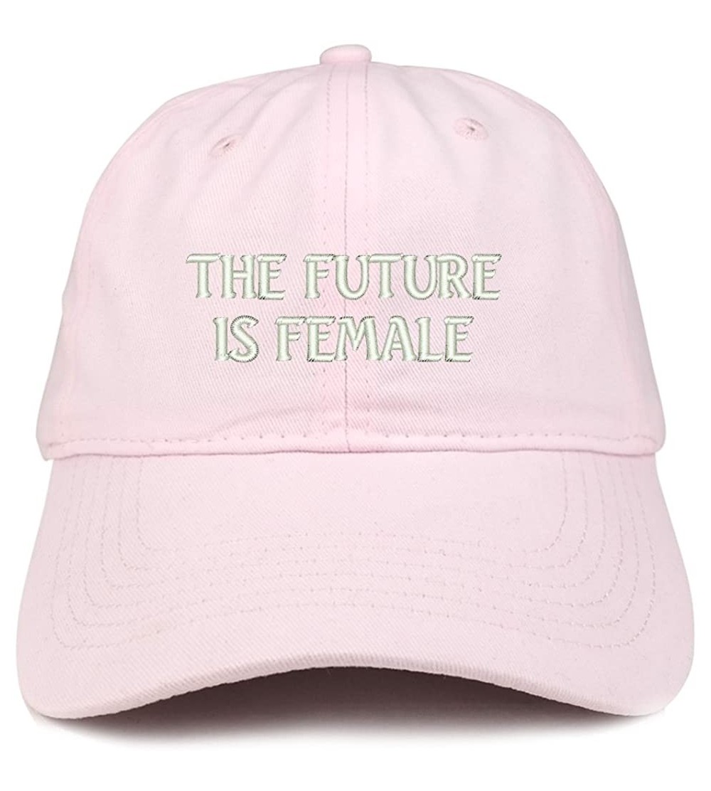 Baseball Caps The Future is Female Embroidered Low Profile Adjustable Cap Dad Hat - Light Pink - CP18CS4EIZS $16.24