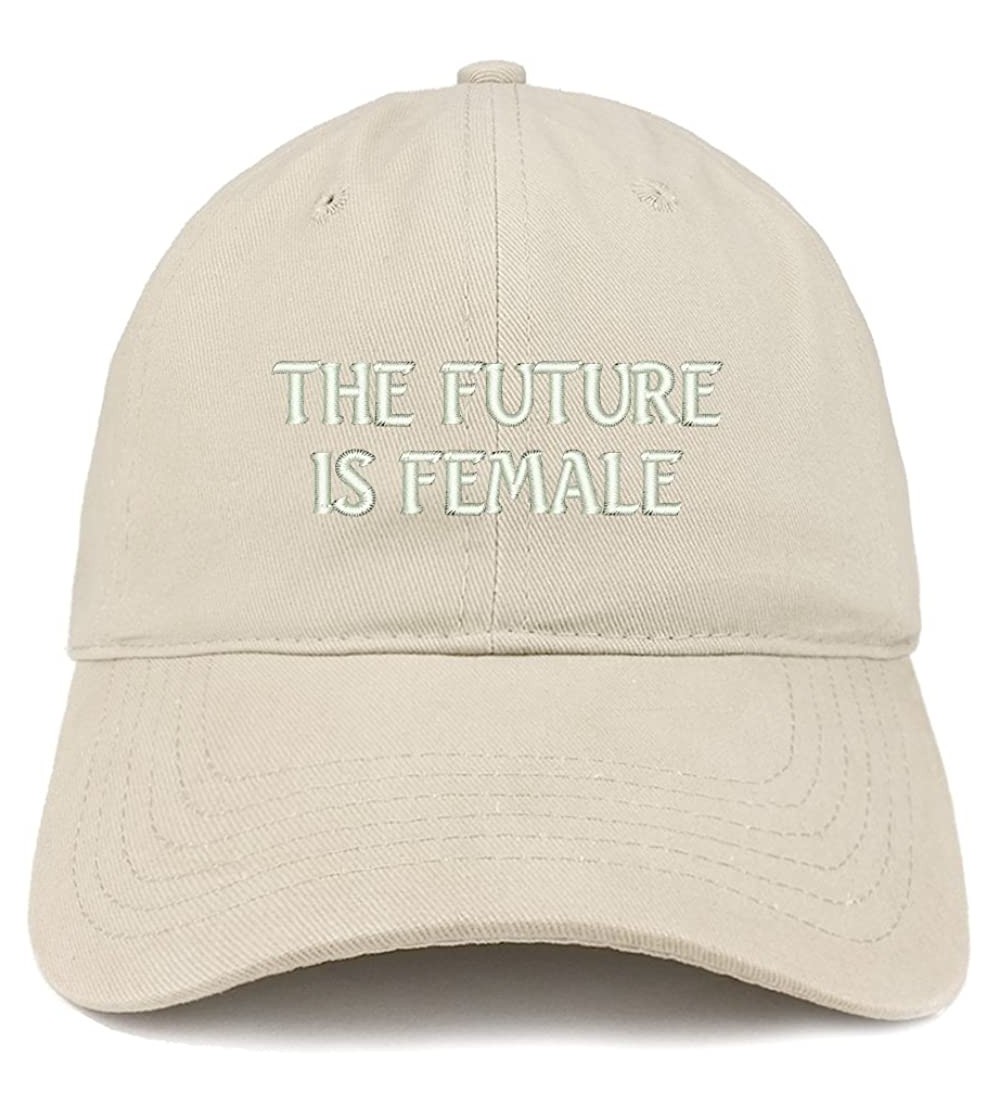 Baseball Caps The Future is Female Embroidered Low Profile Adjustable Cap Dad Hat - Stone - C512NZRH0T2 $18.87