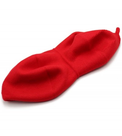 Berets French Beret Hat-Reversible Solid Color Cashmere Beret Cap for Womens Girls Lady Adults - Red1 - CM18KGIGT97 $13.31