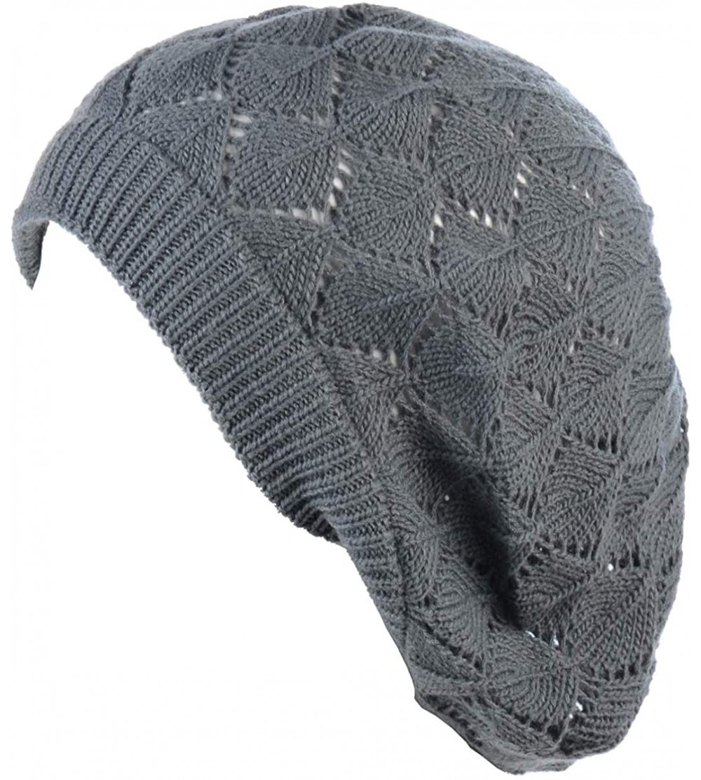 Berets Womens Lightweight Cut Out Knit Beanie Beret Cap Crochet Hat - Many Styles - 2681charc - C81954SAQ2N $20.84