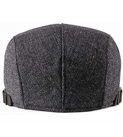 Newsboy Caps Men's Herringbone Tweed Flat Ivy Newsboy Hat Gatsby Cabbie Cap - Grey - CD18YX9YM0T $14.83