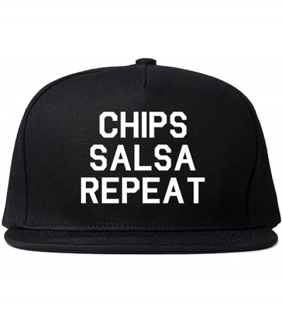 Baseball Caps Chips Salsa Repeat Funny Food Snapback Hat Cap - Black - C3188MZGO3D $18.80