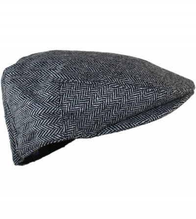Newsboy Caps Street Easy Herringbone Driving Cap with Quilted Lining - Black and Light Gray - CJ1264NI0CD $14.07