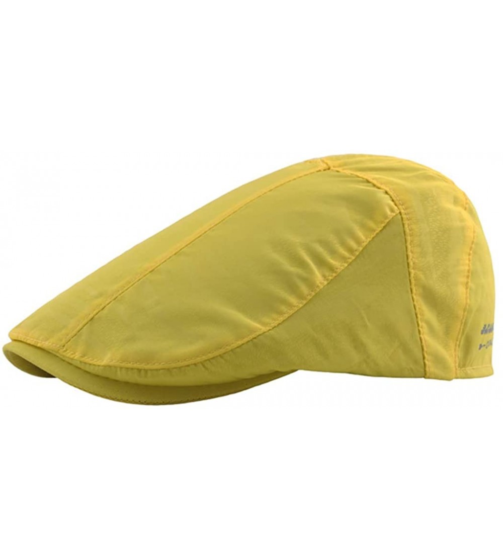 Newsboy Caps Summer Newsboy Flat Cap Quick-Dry Beret Gatsby Ivy Hat Adjustable Men - Yellow - C918QZQU4ZM $8.48