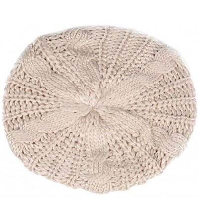Berets Women Ladies Beret Beanie Hat Winter Knitted Crochet Slouchy Knit Baggy Ski Cap Outdoor - Beige - C918ZEH43S8 $20.40