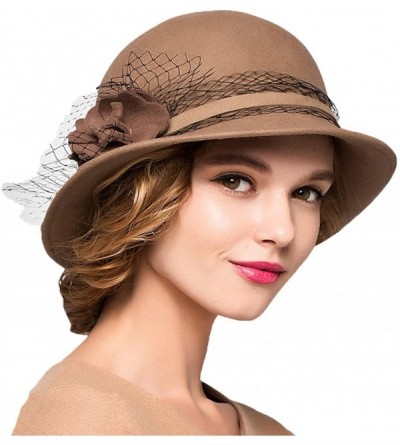 Fedoras Women's Wool Felt Bowler Hat - Camel - CT128NIYARF $66.01