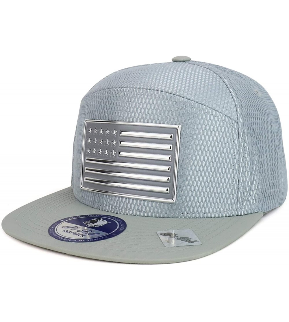 Baseball Caps High Frequency USA Flag Cool Fabric Flatbill Snapback Cap - Silver Silver - CZ18OEMZRHW $23.07