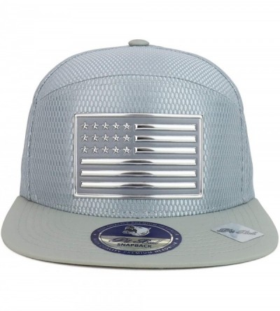 Baseball Caps High Frequency USA Flag Cool Fabric Flatbill Snapback Cap - Silver Silver - CZ18OEMZRHW $23.07