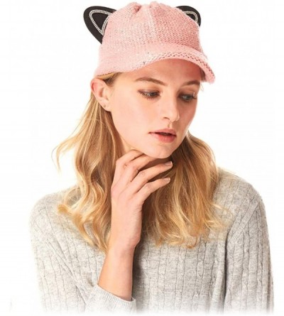Newsboy Caps Me Plus Women Fashion Leopard Animal Print Cat Ears Baseball Cap Hat Adjustable Velcro - Slouchy Newsboy-pink - ...