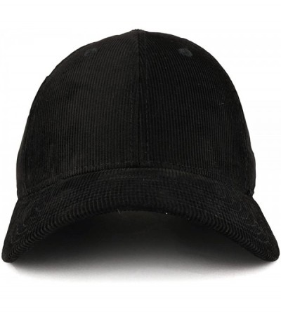 Baseball Caps Low Profile Structured Woven Corduroy Plain Baseball Cap - Black - CV1864MAA9X $14.38