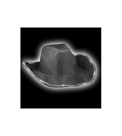 Cowboy Hats LED Flashing Cowboy Hat with Black Sequins - CA12CDVXO7L $16.36