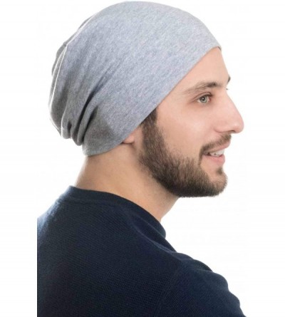 Skullies & Beanies Mens Relaxed Beanie - 100% Cotton Beanie Hats for Guys - Olive - CW184GXRRZA $17.69