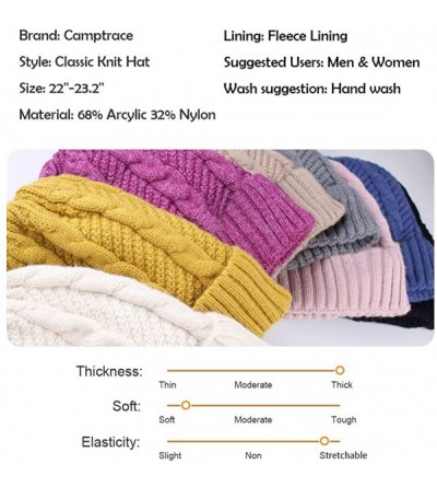 Skullies & Beanies Beanie Hat for Men Women Cuffed Winter Hats Cable Knit Warm Fleece Lining Skull Cap - Blue - CF18WG5YZA9 $...