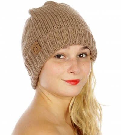 Skullies & Beanies Cute Ribbed Solid Knit Beanie Hat - Taupe - C9186H2R7RK $9.85