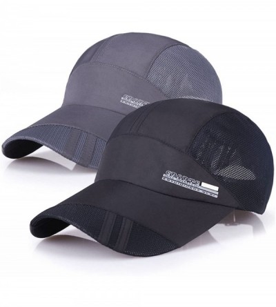 Baseball Caps New UV Quick-Drying Waterproof Baseball Cap Outdoor Lightweight UV Protection Hats - Black+dark Gray - CC18EX34...