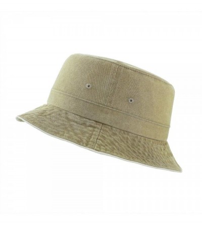 Bucket Hats Bucket Hats Beach Sun Hat Outdoor Washed Cotton Hat 100% Cotton for Women - Khaki - C1198O6M34W $19.15