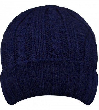 Skullies & Beanies Cotton Skull Cap Slouch Hat Thick Knit Winter Ski Caps Beanie Hats for Women and Men - Dark Blue - CV187E4...