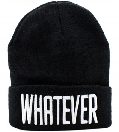 Newsboy Caps Unisex Winter Whatever Letter Print Beanie Hat Fashion Skull Cap - Black - C718LH0E0LX $10.80