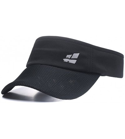 Visors Sun Visor for Men Women-Premium Sports Tennis Golf Running Hat- Mesh Adjustable Cap - Black - C618E764MMK $11.46