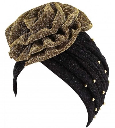 Skullies & Beanies Women's African Flower Pattern Shower Cap Boho Style Bath Hat Wide Band Sleep Headwear Bonnets for Women/G...