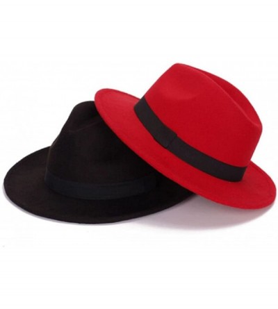 Fedoras Wide Brim Jazz Hat Women's Vintage Fedora Hats British Style - Brown - CH12NRSWNNK $28.24